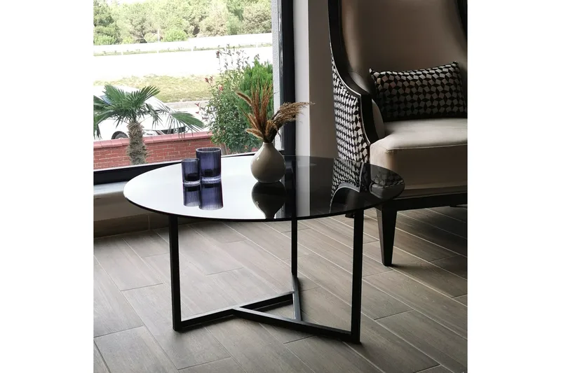 Sabani Sofabord 75 cm Rundt X-formede Ben - Grå - Møbler - Bord - Sofabord