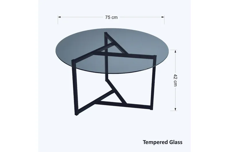 Sabani Sofabord 75 cm Rundt X-formede Ben - Grå - Møbler - Bord - Sofabord