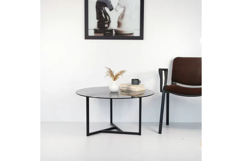 Sabani Sofabord 75 cm Rundt X-formede Ben - Grå - Møbler - Bord - Sofabord