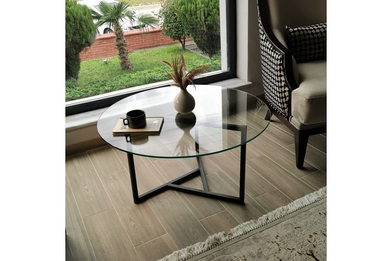 Sabani Sofabord 75 cm Rundt X-formede Ben - Røykfarget - Møbler - Bord - Sofabord