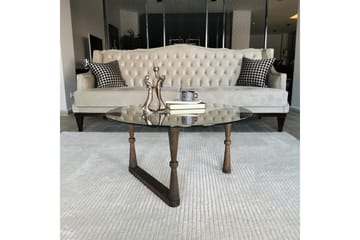 Sabani Sofabord 80 cm Rundt Svarvade Ben - Glass/Valnøttbrun - Møbler - Bord - Sofabord
