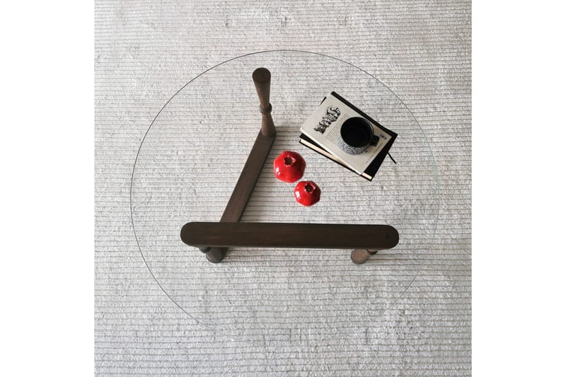 Sabani Sofabord 80 cm Rundt Svarvade Ben - Glass/Valnøttbrun - Møbler - Bord - Sofabord