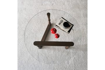 Sabani Sofabord 80 cm Rundt Svarvade Ben - Glass/Valnøttbrun - Møbler - Bord - Sofabord