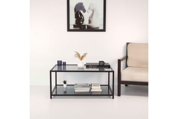 Sabani Sofabord 90 cm med Oppbevaring Hylle - Glass/Røykfarget/Svart - Møbler - Bord - Sofabord
