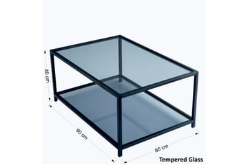 Sabani Sofabord 90 cm med Oppbevaring Hylle - Glass/Røykfarget/Svart - Møbler - Bord - Sofabord