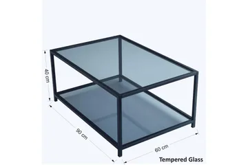 Sabani Sofabord 90 cm med Oppbevaring Hylle - Glass/Røykfarget/Svart - Møbler - Bord - Sofabord