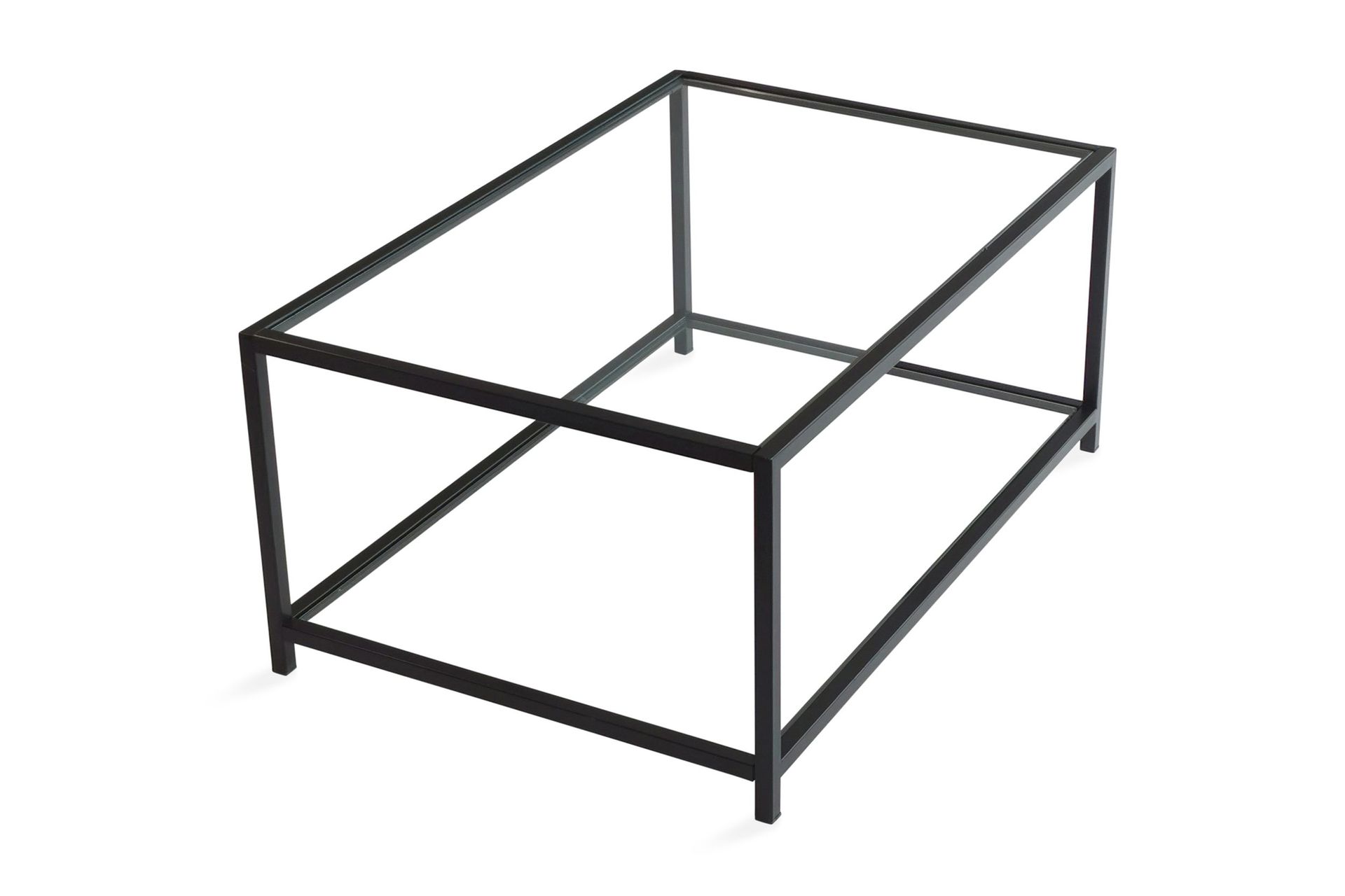 Sabani Sofabord 90 cm med Oppbevaring Hylle - Glass/Svart