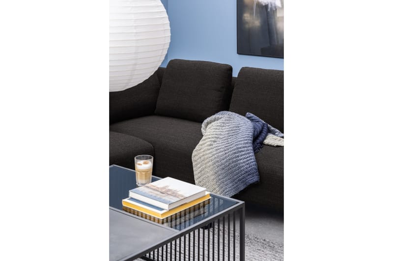 Saklani Kvadratisk Sofabord 80x80 cm i Metall med Glassplate - Sort - Møbler - Bord - Sofabord