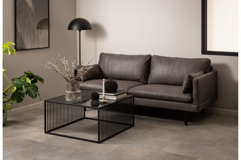 Saklani Kvadratisk Sofabord 80x80 cm i Metall med Glassplate - Sort - Møbler - Bord - Sofabord