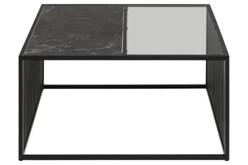 Saklani Kvadratisk Sofabord 80x80 cm i Metall med Glassplate - Sort - Møbler - Bord - Sofabord