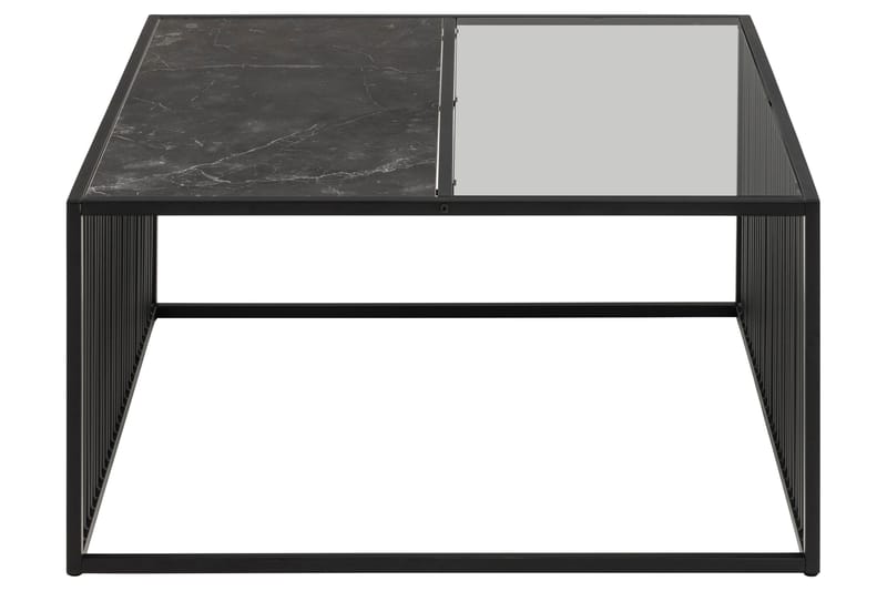 Saklani Kvadratisk Sofabord 80x80 cm i Metall med Glassplate - Sort - Møbler - Bord - Sofabord