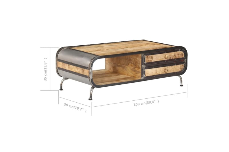 Salongbord 100x50x35 cm heltre mango - Møbler - Bord - Sofabord