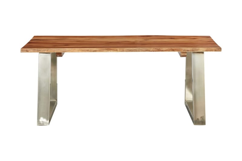 Salongbord 100x60x40 cm heltre akasie og rustfritt stål - Brun - Sofabord