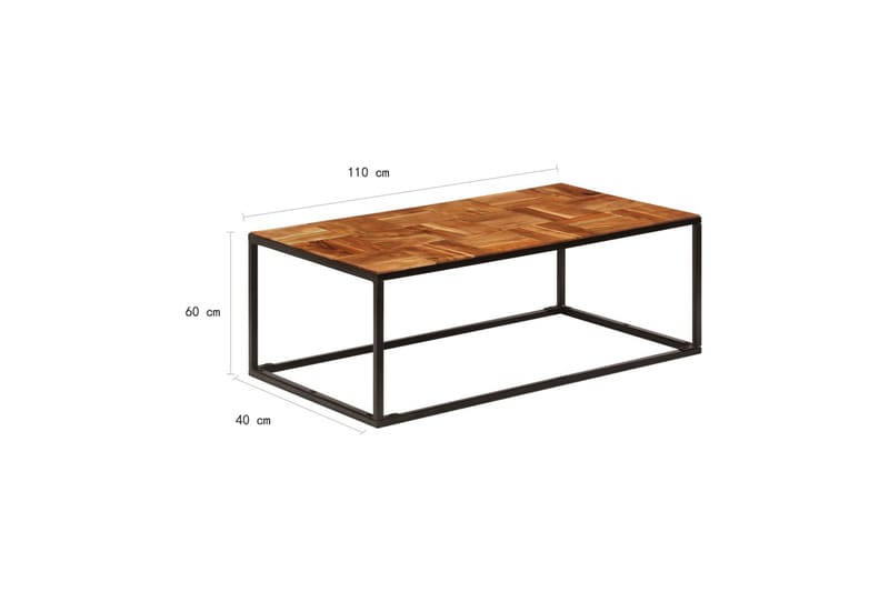 Salongbord 110x40x60 cm heltre akasie og stål - Møbler - Bord - Sofabord