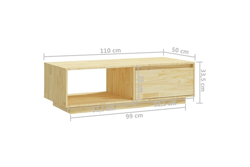 Salongbord 110x50x33,5 cm heltre furu - Brun - Sofabord