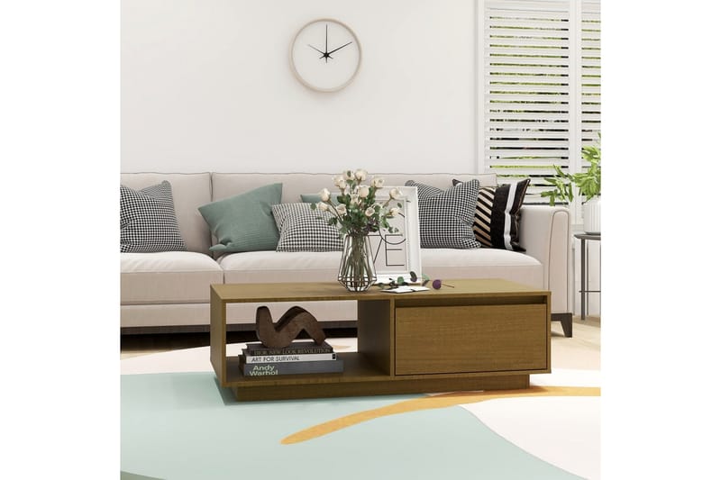 Salongbord 110x50x33,5 cm heltre furu honningbrun - Brun - Møbler - Bord - Sofabord