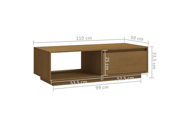 Salongbord 110x50x33,5 cm heltre furu honningbrun - Brun - Møbler - Bord - Sofabord
