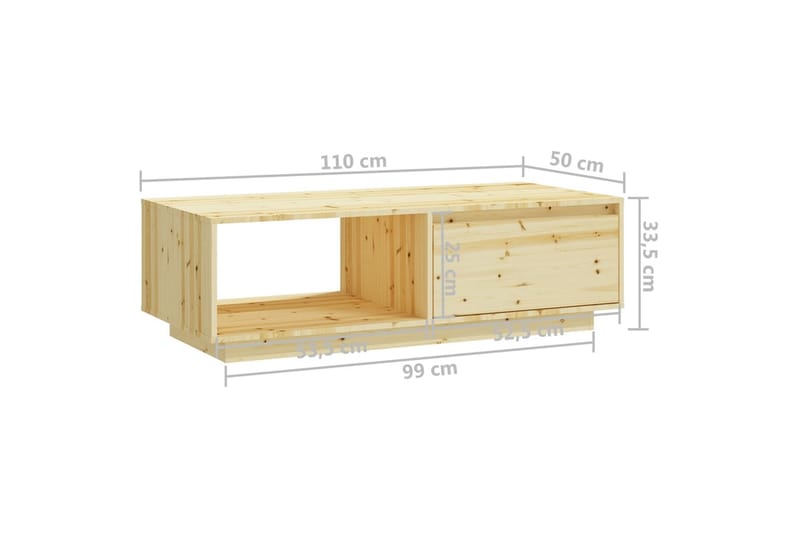 Salongbord 110x50x33,5 cm heltre gran - Brun - Sofabord