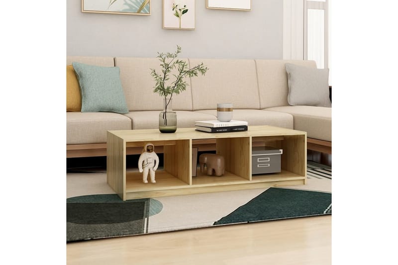 Salongbord 110x50x34 cm heltre furu - Brun - Møbler - Bord - Sofabord