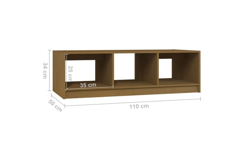 Salongbord 110x50x34 cm heltre furu honningbrun - Brun - Møbler - Bord - Sofabord
