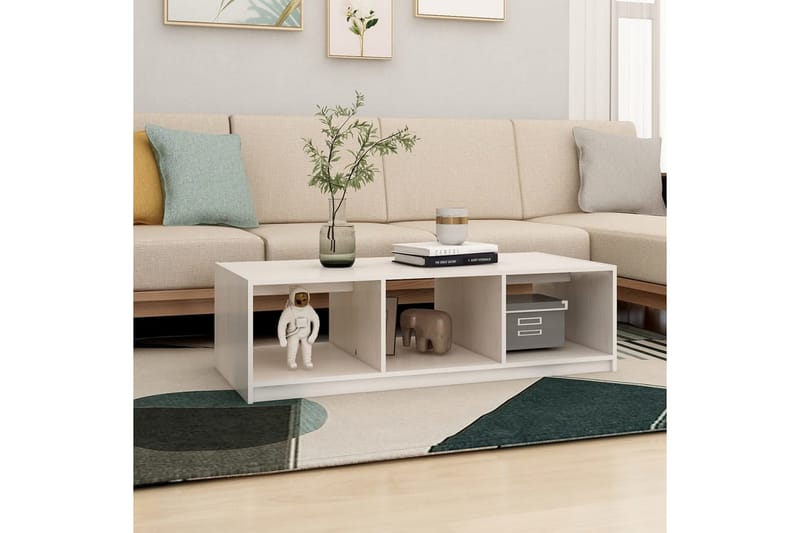 Salongbord 110x50x34 cm heltre furu hvit - Hvit - Møbler - Bord - Sofabord
