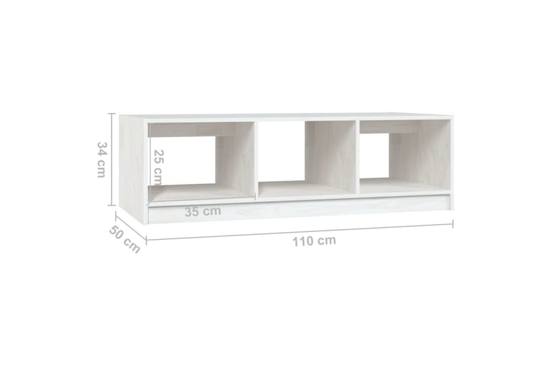 Salongbord 110x50x34 cm heltre furu hvit - Hvit - Sofabord