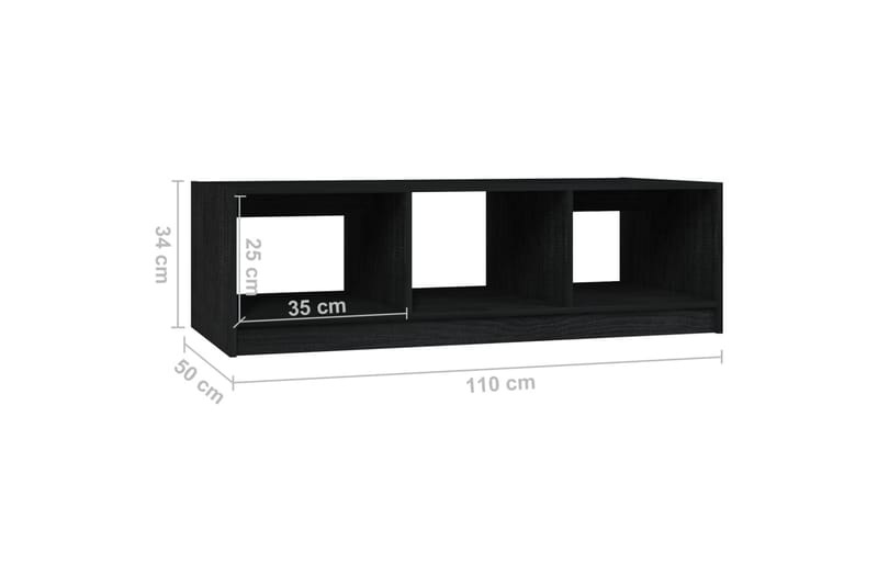 Salongbord 110x50x34 cm heltre furu svart - Svart - Sofabord