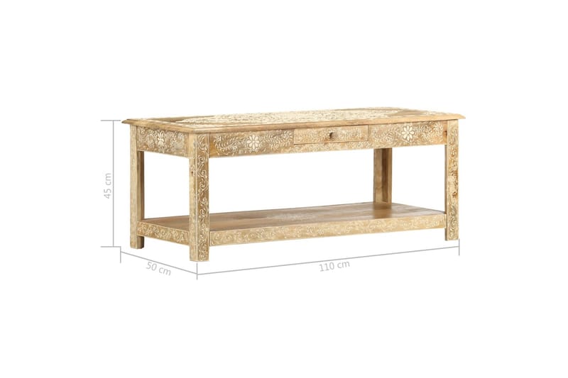 Salongbord 110x50x45 cm håndmalt heltre mango - Møbler - Bord - Sofabord
