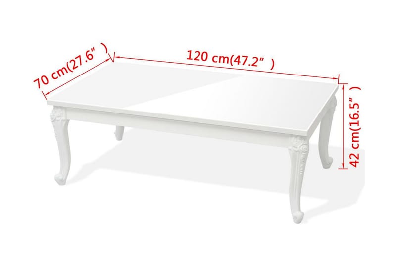 Salongbord 115x65x42 cm høyglans hvit - Hvit Høyglans - Møbler - Bord - Sofabord
