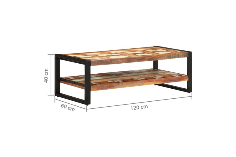 Salongbord 120x60x40 cm gjenvunnet heltre - Brun - Møbler - Bord - Sofabord