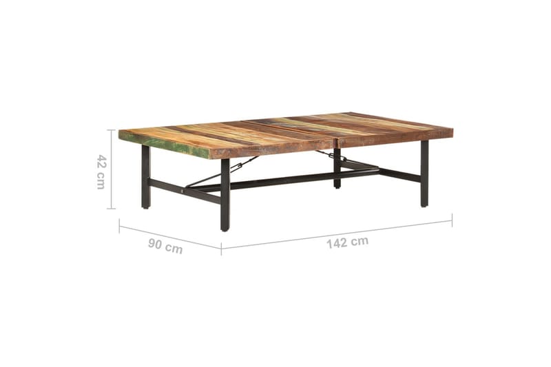 Salongbord 142x90x42 cm gjennvunnet heltre - Brun - Møbler - Bord - Sofabord