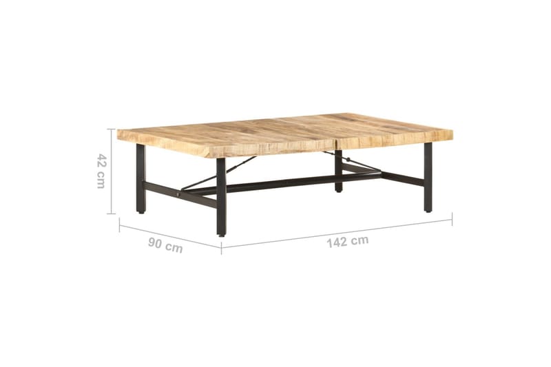 Salongbord 142x90x42 cm heltre mango - Brun - Møbler - Bord - Sofabord