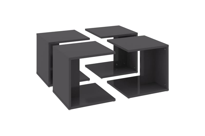 Salongbord 4 stk høyglans grå 33x33x33 cm sponplate - Grå - Møbler - Bord - Sofabord