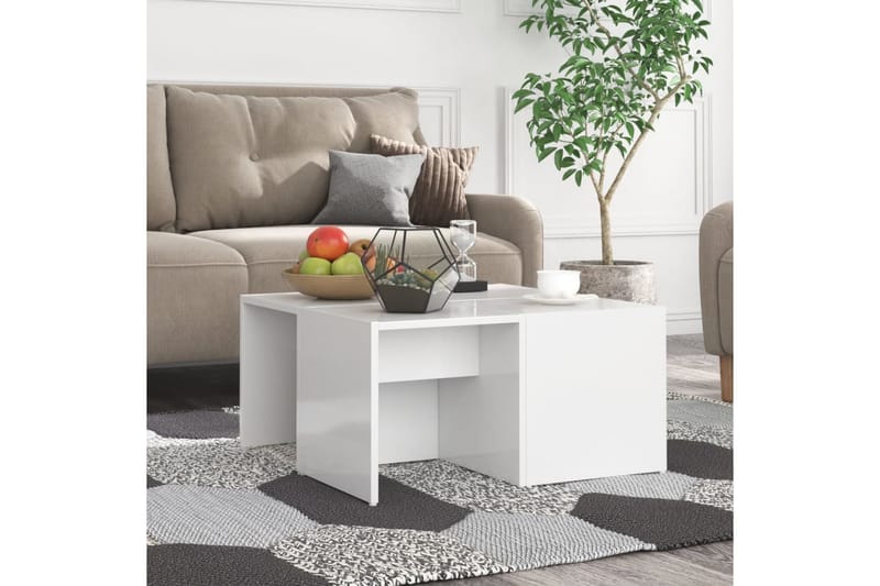 Salongbord 4 stk høyglans hvit 33x33x33 cm sponplate - Hvit - Møbler - Bord - Sofabord