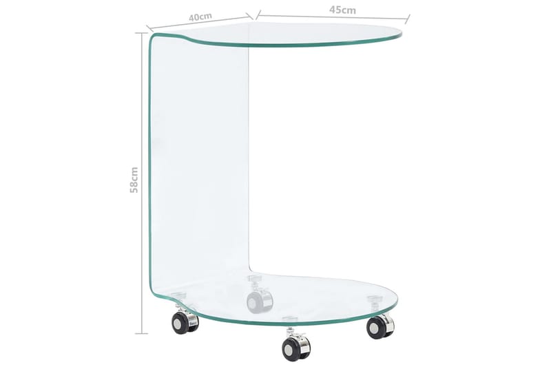Salongbord 45x40x58 cm herdet glass - Gjennomsiktig - Møbler - Bord - Sofabord