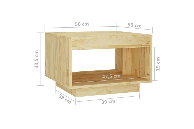 Salongbord 50x50x33,5 cm heltre furu - Brun - Møbler - Bord - Sofabord