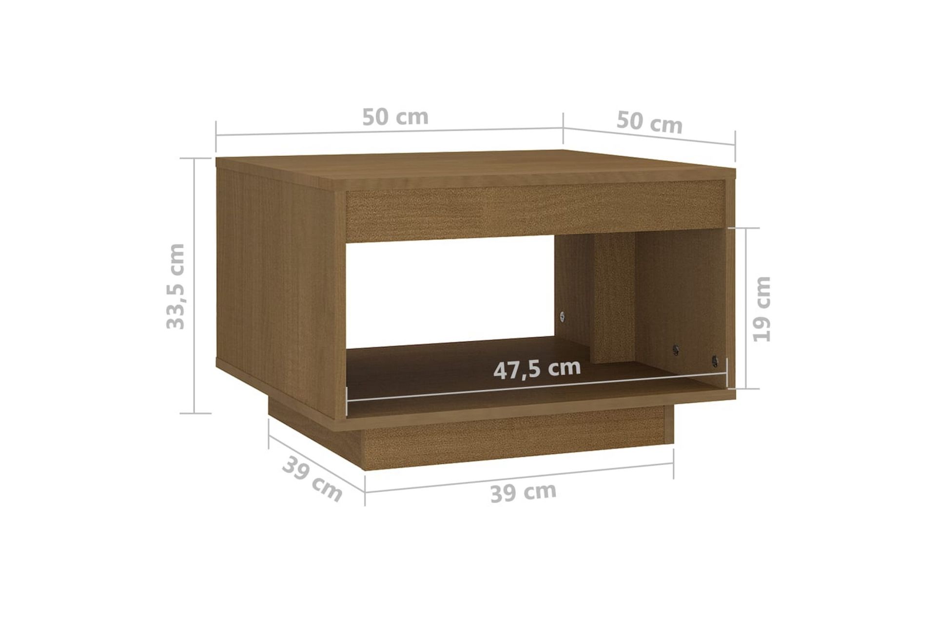 Salongbord 50x50x33,5 cm heltre furu honningbrun - Brun - Møbler - Bord - Sofabord