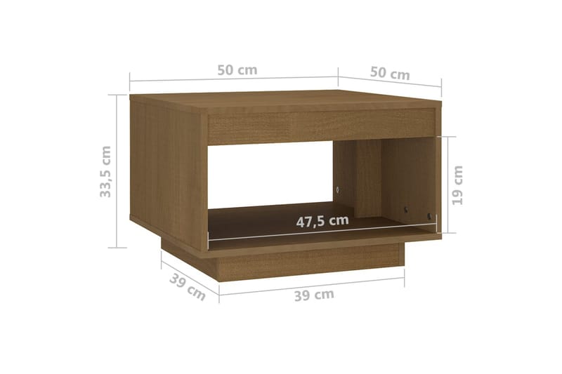 Salongbord 50x50x33,5 cm heltre furu honningbrun - Brun - Møbler - Bord - Sofabord