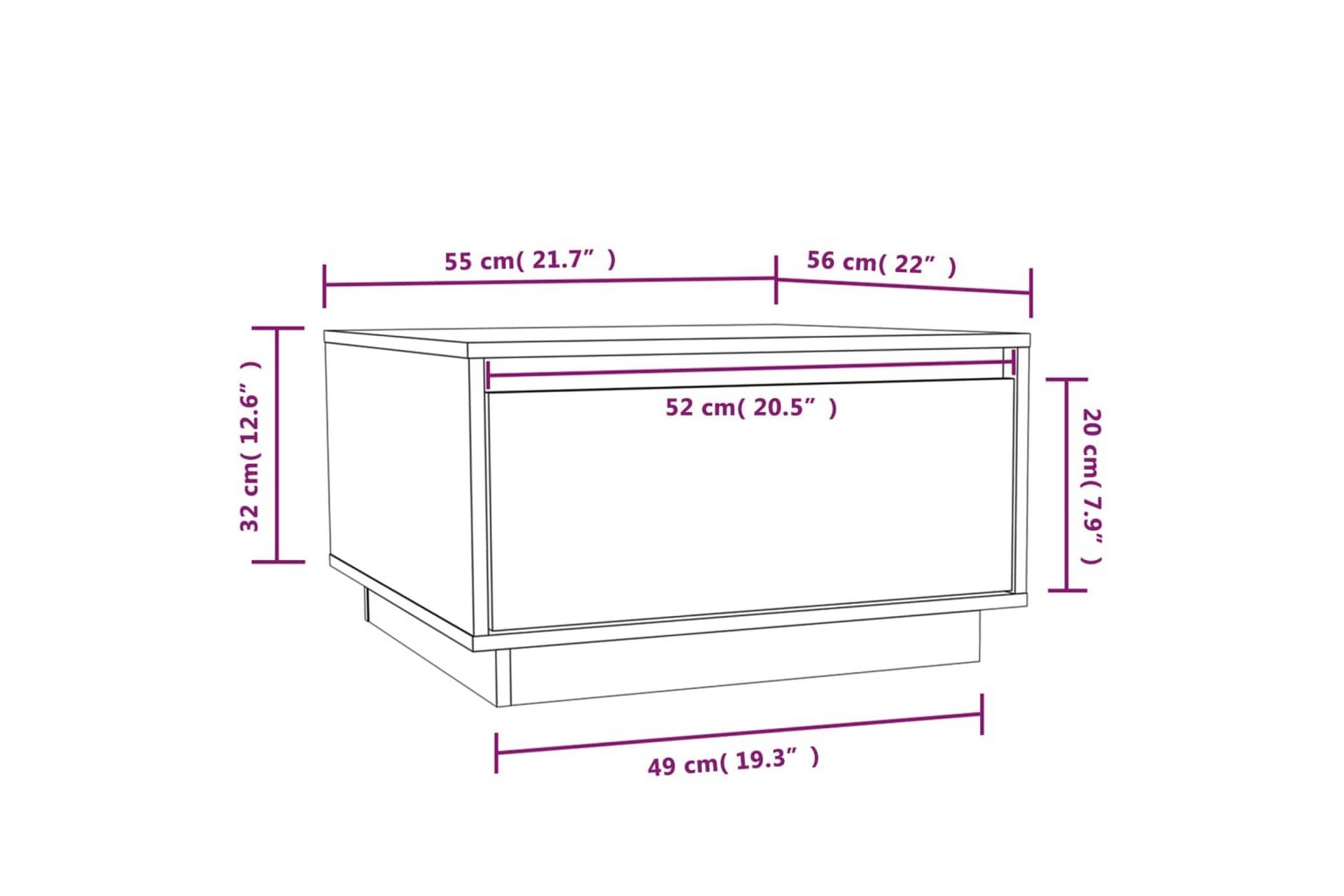 Salongbord 55x56x32 cm heltre furu - Brun - Møbler - Bord - Sofabord