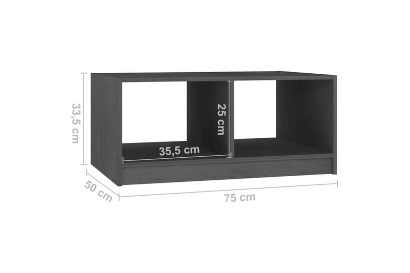 Salongbord 75x50x33,5 cm heltre furu grå - Grå - Møbler - Bord - Sofabord