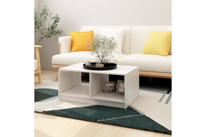 Salongbord 75x50x33,5 cm heltre furu hvit - Hvit - Møbler - Bord - Sofabord