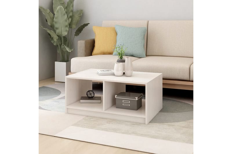 Salongbord 75x50x33,5 cm heltre furu hvit - Hvit - Møbler - Bord - Sofabord