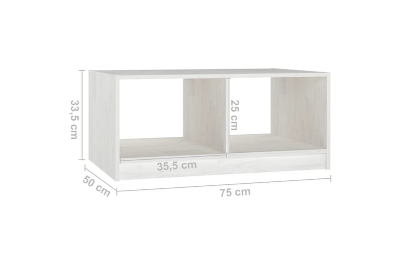 Salongbord 75x50x33,5 cm heltre furu hvit - Hvit - Sofabord