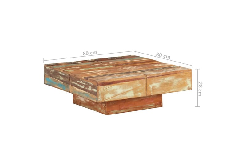 Salongbord 80x80x28 cm gjenvunnet heltre - Brun - Møbler - Bord - Sofabord