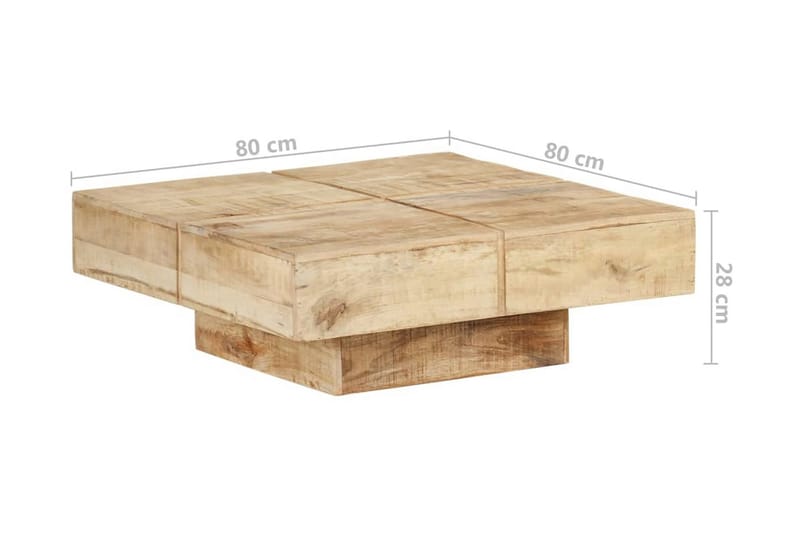 Salongbord 80x80x28 cm heltre mango - Brun - Møbler - Bord - Sofabord