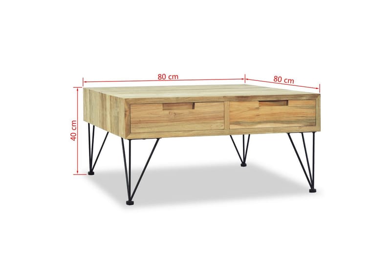 Salongbord 80x80x40 cm massiv teak - Teak - Møbler - Bord - Sofabord
