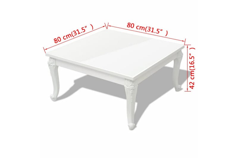 Salongbord 80x80x42 cm høyglans hvit - Hvit Høyglans - Møbler - Bord - Sofabord