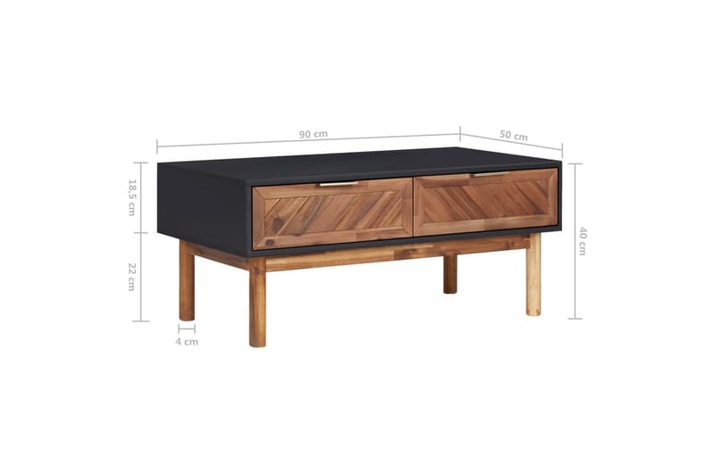 Salongbord 90x50x40 cm heltre akasie og MDF - Brun - Møbler - Bord - Sofabord