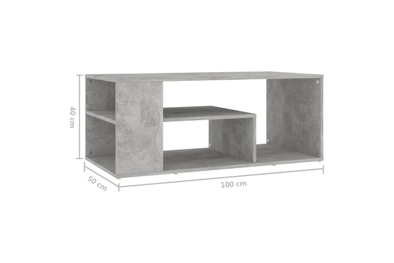 Salongbord betonggrå 100x50x40 cm sponplate - Grå - Sofabord