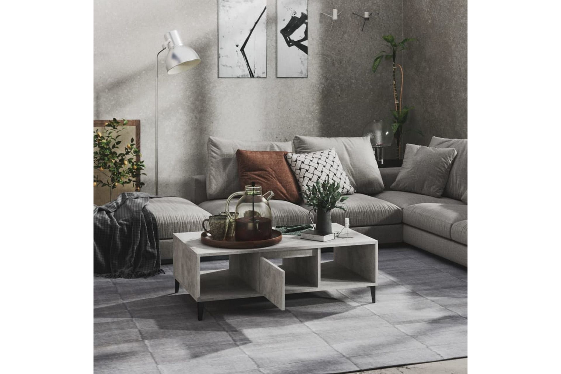 Salongbord betonggrå 103,5x60x35 cm sponplate - Grå - Møbler - Bord - Sofabord